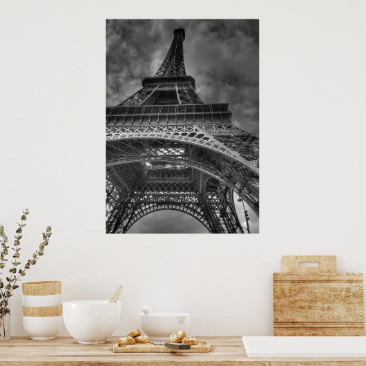Eiffel Tower, Parijs, Frankrijk B&W Poster (Keuken)