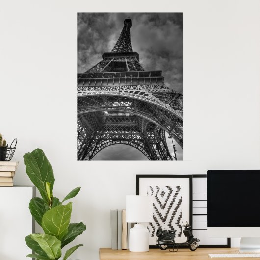 Eiffel Tower, Parijs, Frankrijk B&W Poster (Thuiskantoor)