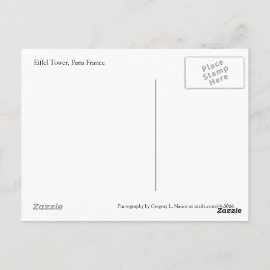 Eiffel Tower, Parijs Frankrijk Briefkaart II (Achterkant)
