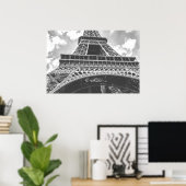 Eiffel Tower, Parijs, Frankrijk in zwart-wit Poster (Thuiskantoor)
