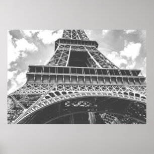 Eiffel Tower, Parijs, Frankrijk in zwart-wit Poster