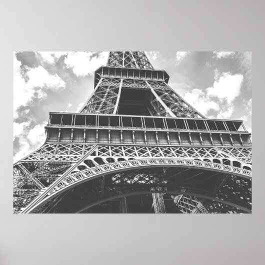 Eiffel Tower, Parijs, Frankrijk in zwart-wit Poster (Voorkant)