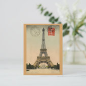Eiffel Tower, Parijs, Frankrijk, Retro Briefkaart (Staand voorkant)