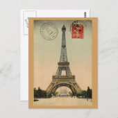 Eiffel Tower, Parijs, Frankrijk, Retro Briefkaart (Voorkant / Achterkant)
