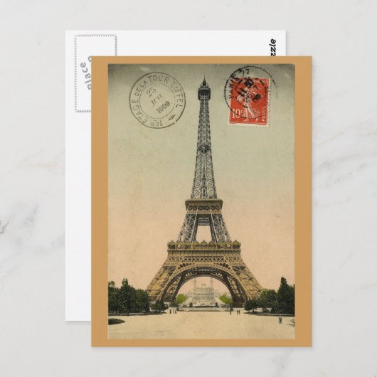Eiffel Tower, Parijs, Frankrijk, Retro Briefkaart (Voorkant / Achterkant)