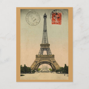 Eiffel Tower, Parijs, Frankrijk,  Retro Briefkaart