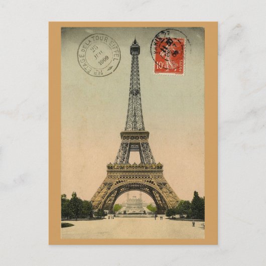 Eiffel Tower, Parijs, Frankrijk, Retro Briefkaart (Voorkant)