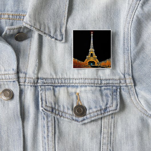 Eiffel Tower, Parijs, Frankrijk Vierkante Button 5,1 Cm (In situ)