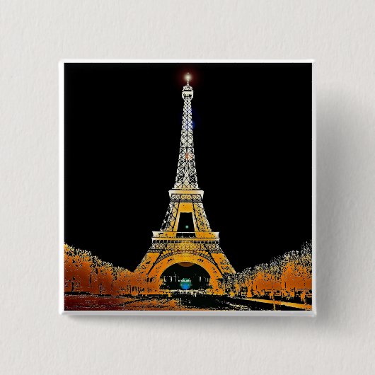 Eiffel Tower, Parijs, Frankrijk Vierkante Button 5,1 Cm (Voorkant)