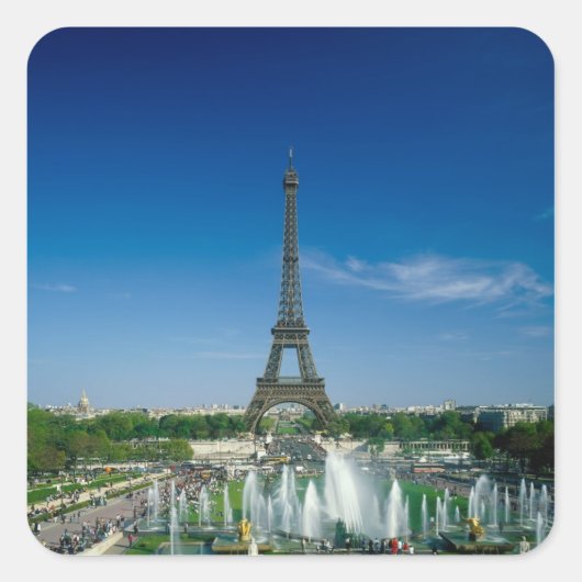 Eiffel Tower, Parijs, Frankrijk Vierkante Sticker (Voorkant)