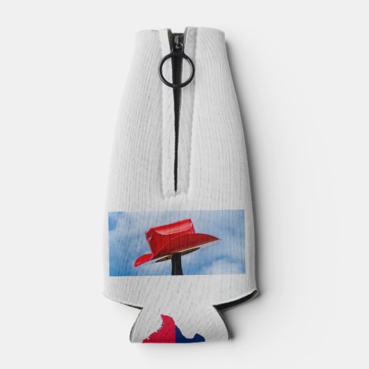 Eiffel Tower, Parijs, Texas, Pet met rode cowboy, Flesjeskoeler (Achterkant)