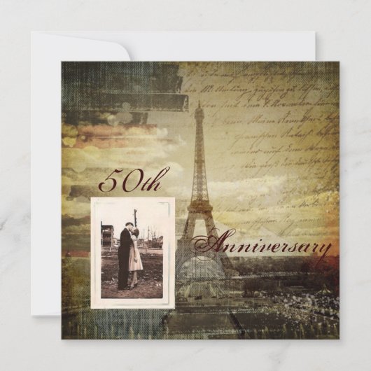 Eiffel Tower Paris 50ste huwelijksdag Kaart (Voorkant)