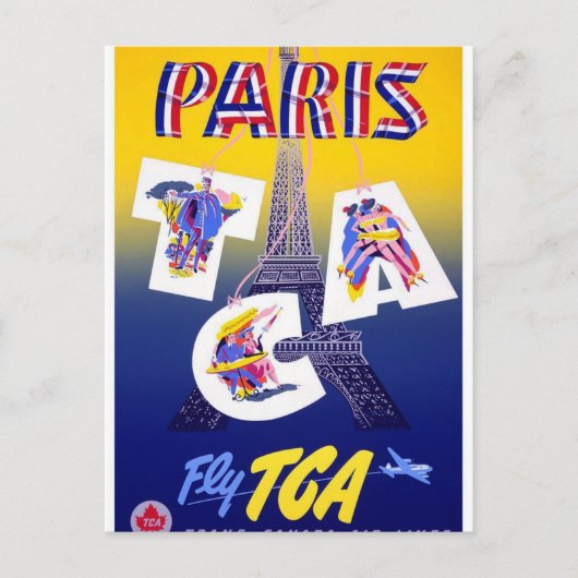 Eiffel Tower Paris Air Travel Adverteren Briefkaart (Voorkant)