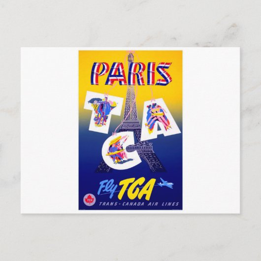 Eiffel Tower Paris Air Travel Adverteren Briefkaart (Voorkant)