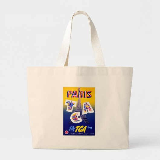  Eiffel Tower Paris Air Travel Adverteren Grote Tote Bag (Voorkant)