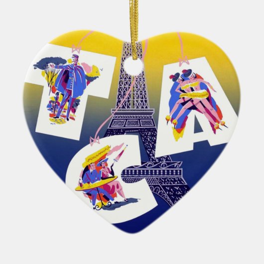 Eiffel Tower Paris Air Travel Adverteren Keramisch Ornament (Voorkant)