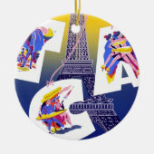 Eiffel Tower Paris Air Travel Adverteren Keramisch Ornament (Voorkant)