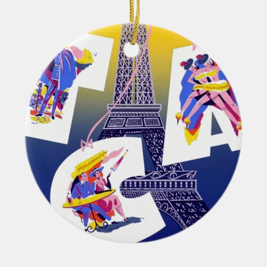 Eiffel Tower Paris Air Travel Adverteren Keramisch Ornament (Voorkant)