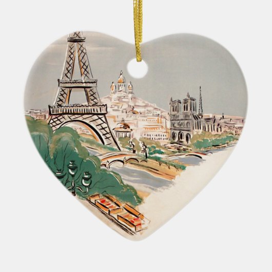  Eiffel Tower Paris Air Travel Adverteren Keramisch Ornament (Voorkant)