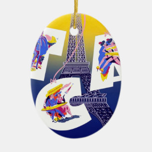  Eiffel Tower Paris Air Travel Adverteren Keramisch Ornament