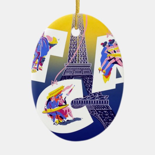  Eiffel Tower Paris Air Travel Adverteren Keramisch Ornament (Voorkant)