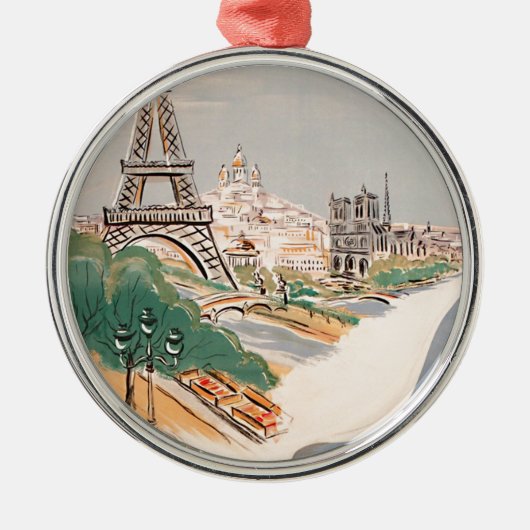 Eiffel Tower Paris Air Travel Adverteren Metalen Ornament (Voorkant)
