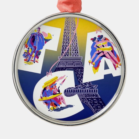  Eiffel Tower Paris Air Travel Adverteren Metalen Ornament (Voorkant)