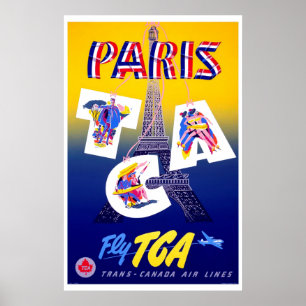  Eiffel Tower Paris Air Travel Adverteren Poster