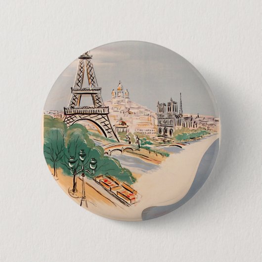 Eiffel Tower Paris Air Travel Adverteren Ronde Button 5,7 Cm (Voorkant)