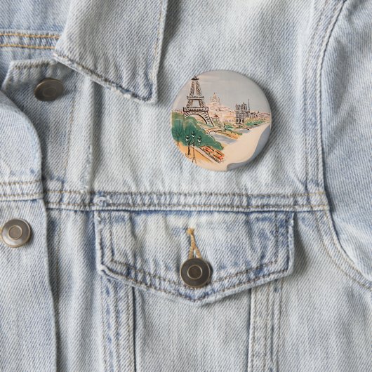 Eiffel Tower Paris Air Travel Adverteren Ronde Button 5,7 Cm (In situ)