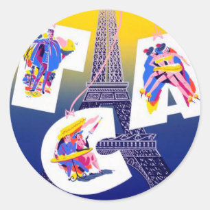  Eiffel Tower Paris Air Travel Adverteren Ronde Sticker
