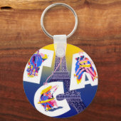 Eiffel Tower Paris Air Travel Adverteren Sleutelhanger (Voorkant)
