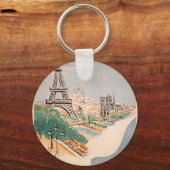 Eiffel Tower Paris Air Travel Adverteren Sleutelhanger (Voorkant)