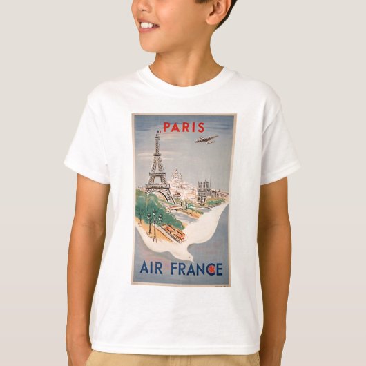 Eiffel Tower Paris Air Travel Adverteren T-shirt (Voorkant)
