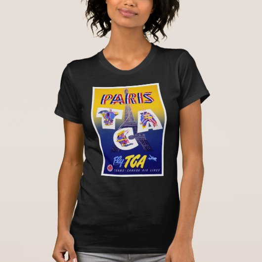 Eiffel Tower Paris Air Travel Adverteren T-shirt (Voorkant)