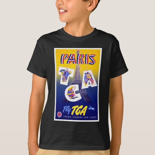  Eiffel Tower Paris Air Travel Adverteren T-shirt (Voorkant)