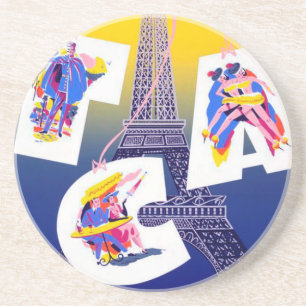  Eiffel Tower Paris Air Travel Adverteren Zandsteen Onderzetter