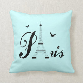 Eiffel Tower Paris Aqua Blue Black Afbeelding Kuss Kussen