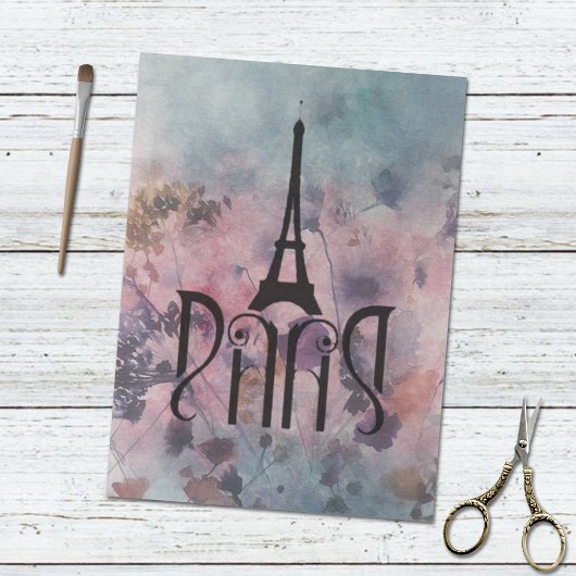 Eiffel Tower Paris Art Nouveau Lettering decoupe Tissuepapier