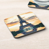 Eiffel Tower Paris Avond European Travel Bier Onderzetter (Linkerzijde)