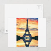 Eiffel Tower Paris Avond European Travel Briefkaart (Voorkant / Achterkant)