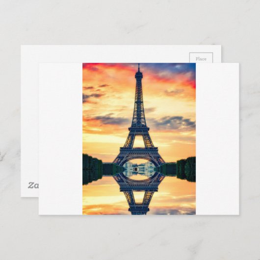 Eiffel Tower Paris Avond European Travel Briefkaart (Voorkant / Achterkant)