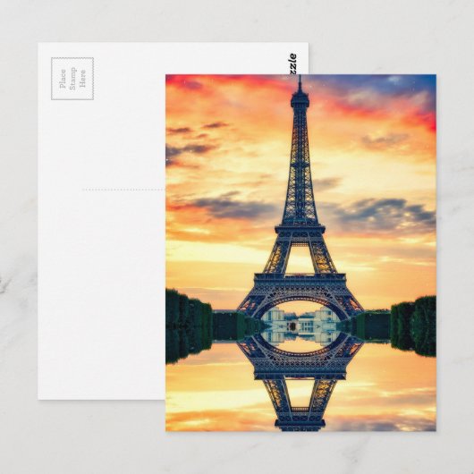Eiffel Tower Paris Avond European Travel Briefkaart (Voorkant / Achterkant)