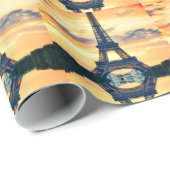 Eiffel Tower Paris Avond European Travel Cadeaupapier (Rol Hoek)