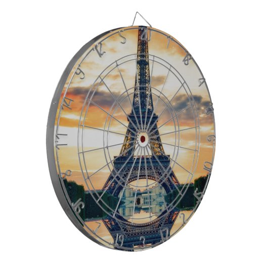 Eiffel Tower Paris Avond European Travel Dartbord (Voorkant Links)