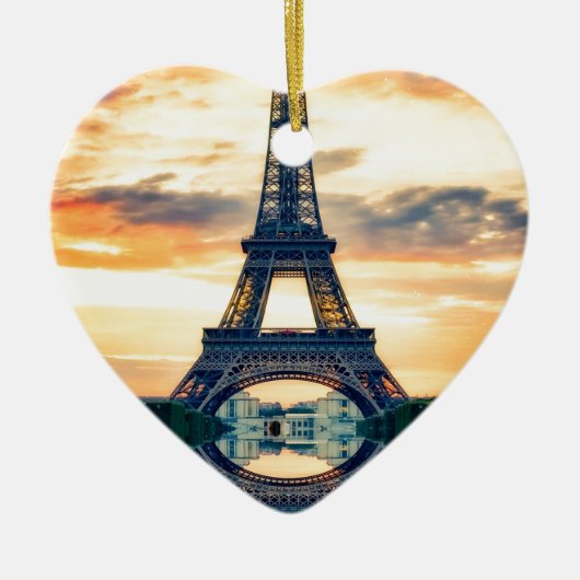 Eiffel Tower Paris Avond European Travel Keramisch Ornament (Voorkant)