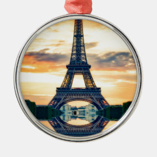 Eiffel Tower Paris Avond European Travel Metalen Ornament