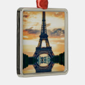 Eiffel Tower Paris Avond European Travel Metalen Ornament (Rechts)