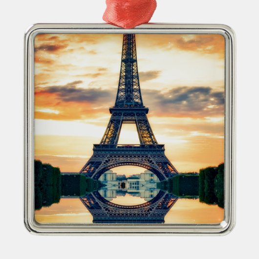 Eiffel Tower Paris Avond European Travel Metalen Ornament (Voorkant)