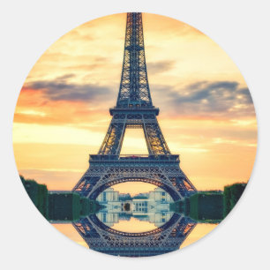Eiffel Tower Paris Avond European Travel Ronde Sticker